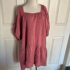 Velvet by Graham Spencer Linen Irina Half Sleeve Tier Short Dress Size M, NWT